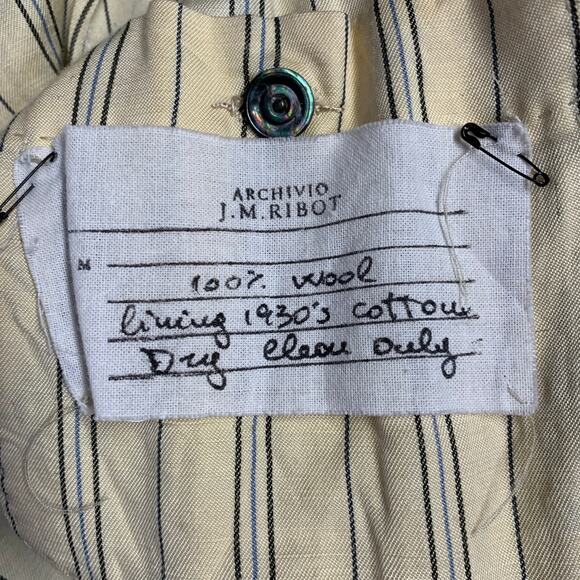 ARCHIVIO J.M.RIBOT Size M Black Wool Twill Single Breasted Buttoned Jacket - Picture 7 of 7